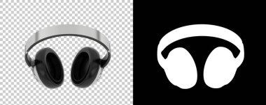 Damalı ve siyah üzerine üç boyutlu kulaklık çizimi 