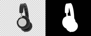 Damalı ve siyah üzerine üç boyutlu kulaklık çizimi 