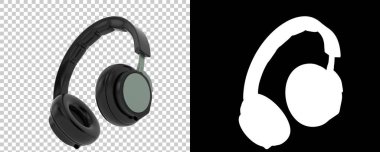 Damalı ve siyah üzerine üç boyutlu kulaklık çizimi 