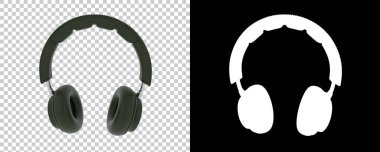 Damalı ve siyah üzerine üç boyutlu kulaklık çizimi 