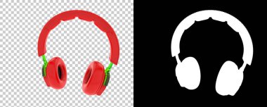 Damalı ve siyah üzerine üç boyutlu kulaklık çizimi 