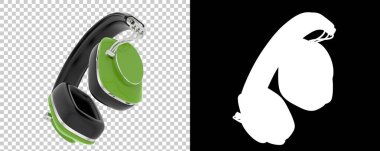 Damalı ve siyah üzerine üç boyutlu kulaklık çizimi 