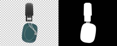 Damalı ve siyah üzerine üç boyutlu kulaklık çizimi 