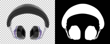 Damalı ve siyah üzerine üç boyutlu kulaklık çizimi 