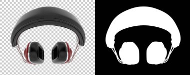 Damalı ve siyah üzerine üç boyutlu kulaklık çizimi 