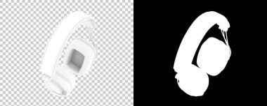 Damalı ve siyah üzerine üç boyutlu kulaklık çizimi 