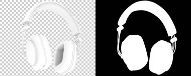 Damalı ve siyah üzerine üç boyutlu kulaklık çizimi 