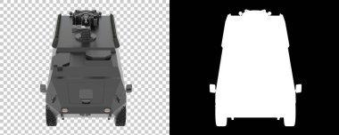 Arka planda zırhlı araç var. 3d görüntüleme - illüstrasyon