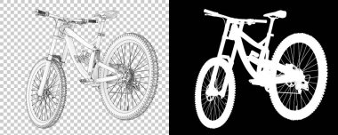 Dağ bisikleti beyaz arka planda izole edilmiş. 3d görüntüleme, illüstrasyon