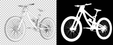 Dağ bisikleti beyaz arka planda izole edilmiş. 3d görüntüleme, illüstrasyon