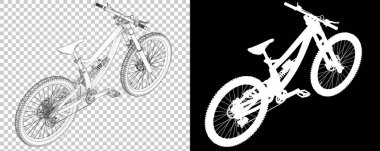 Dağ bisikleti beyaz arka planda izole edilmiş. 3d görüntüleme, illüstrasyon