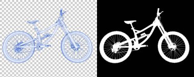 Dağ bisikleti beyaz arka planda izole edilmiş. 3d görüntüleme, illüstrasyon