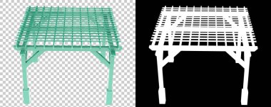 Pergola siyah ve şeffaf arkaplanda izole edildi. 3d görüntüleme - illüstrasyon