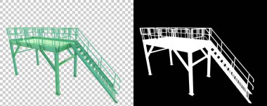 Arka planda sanayi platformu izole edilmiş. 3d görüntüleme - illüstrasyon