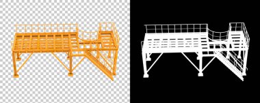 Sanayi platformu siyah ve şeffaf arka planda izole edildi. 3d görüntüleme - illüstrasyon