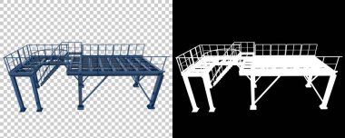 Sanayi platformu siyah ve şeffaf arka planda izole edildi. 3d görüntüleme - illüstrasyon