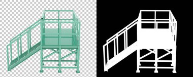 Sanayi platformu siyah ve şeffaf arka planda izole edildi. 3d görüntüleme - illüstrasyon