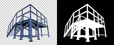 Sanayi platformu siyah ve şeffaf arka planda izole edildi. 3d görüntüleme - illüstrasyon