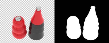 Tuz öğütücü şişelerinin üç boyutlu çizimi izole edilmiş. Alan arkaplanını kopyala 