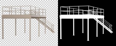 Sanayi platformu siyah ve şeffaf arka planda izole edildi. 3d görüntüleme - illüstrasyon