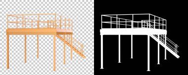 Sanayi platformu siyah ve şeffaf arka planda izole edildi. 3d görüntüleme - illüstrasyon