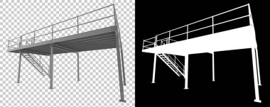 Sanayi platformu siyah ve şeffaf arka planda izole edildi. 3d görüntüleme - illüstrasyon