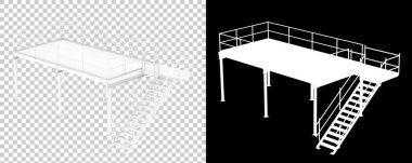 Sanayi platformu siyah ve şeffaf arka planda izole edildi. 3d görüntüleme - illüstrasyon