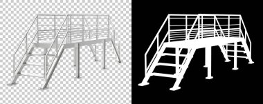 Arka planda sanayi platformu izole edilmiş. 3d görüntüleme - illüstrasyon