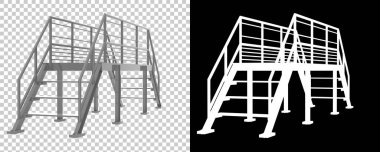 Arka planda sanayi platformu izole edilmiş. 3d görüntüleme - illüstrasyon