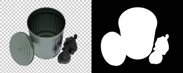 garbage bin 3d illustration on checkered and black