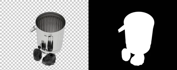 garbage bin 3d illustration on checkered and black