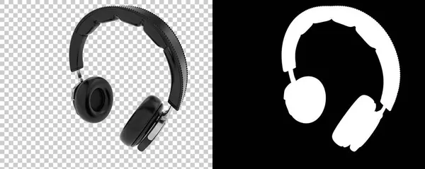 检查过的和黑色耳机的3D说明 — 图库照片