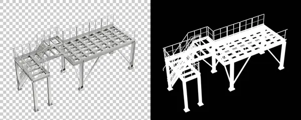 Plataforma Industrial Isolada Sobre Fundo Preto Transparente Renderização Ilustração — Fotografia de Stock