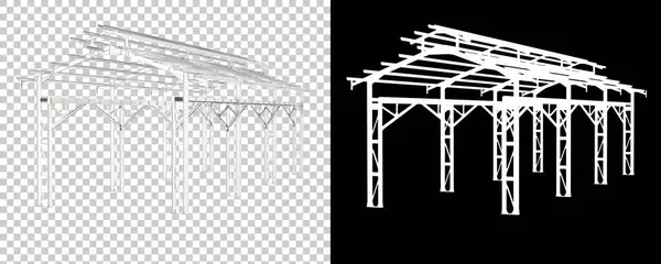 Aluminum structure frame isolated on white background. 3d rendering - illustration