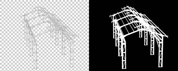 Алюминиевая Конструкция Рамы Изолирована Белом Фоне Рендеринг Иллюстрация — стоковое фото