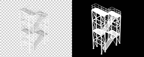 Silo楼梯3D渲染 — 图库照片