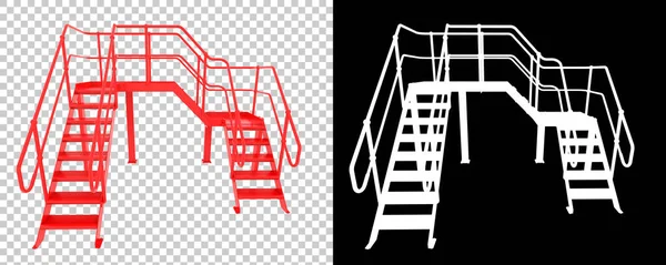 Plataforma Industrial Con Escaleras Aisladas Sobre Fondo Representación Ilustración —  Fotos de Stock