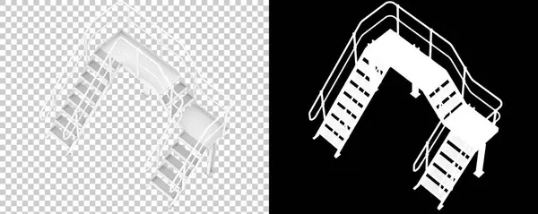 バックグラウンドで隔離された階段を持つ産業プラットフォーム 3Dレンダリング イラスト — ストック写真
