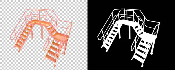 バックグラウンドで隔離された階段を持つ産業プラットフォーム 3Dレンダリング イラスト — ストック写真