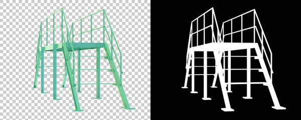 Arka Planda Izole Edilmiş Merdivenleri Olan Sanayi Platformu Görüntüleme Illüstrasyon — Stok fotoğraf