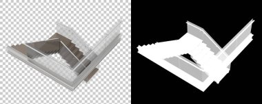 Arka planda izole edilmiş merdivenler, resimlendirilmiş 3D