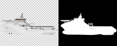 Arka planda büyük geminin 3 boyutlu görüntüsü izole edildi. Taşıyıcı illüstrasyonu