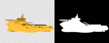 Arka planda büyük geminin 3 boyutlu görüntüsü izole edildi. Taşıyıcı illüstrasyonu