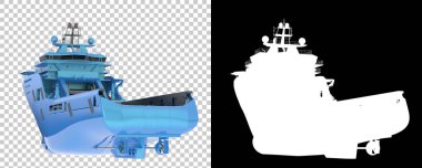 Arka planda büyük geminin 3 boyutlu görüntüsü izole edildi. Taşıyıcı illüstrasyonu