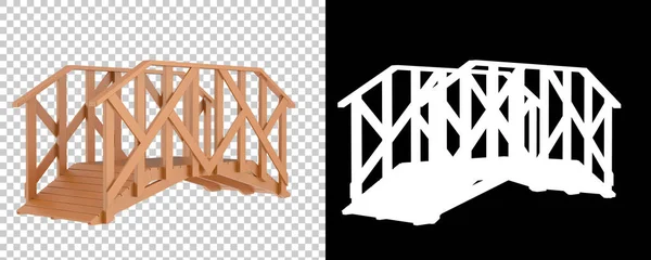 Dřevěný Most Izolovaný Pozadí Vykreslování — Stock fotografie