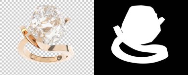 3D yüzük modelleri, pırlantalı pembe altın yüzük. 