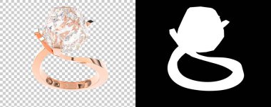 3D yüzük modelleri, pırlantalı pembe altın yüzük. 