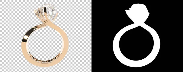 リングの3Dモデル ダイヤモンドが付いているピンクの金リング — ストック写真