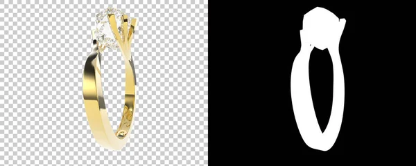 リングの3Dモデル ダイヤモンドが付いている黄金のリング — ストック写真