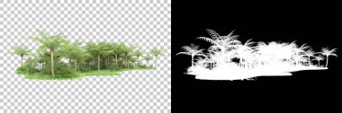 Arka planda maskeyle izole edilmiş ağaçlar. 3d görüntüleme - illüstrasyon